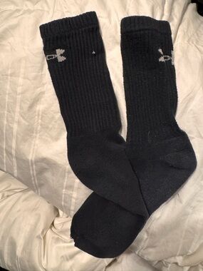 Under Armour Black Crew Athletic Socks with White Logo